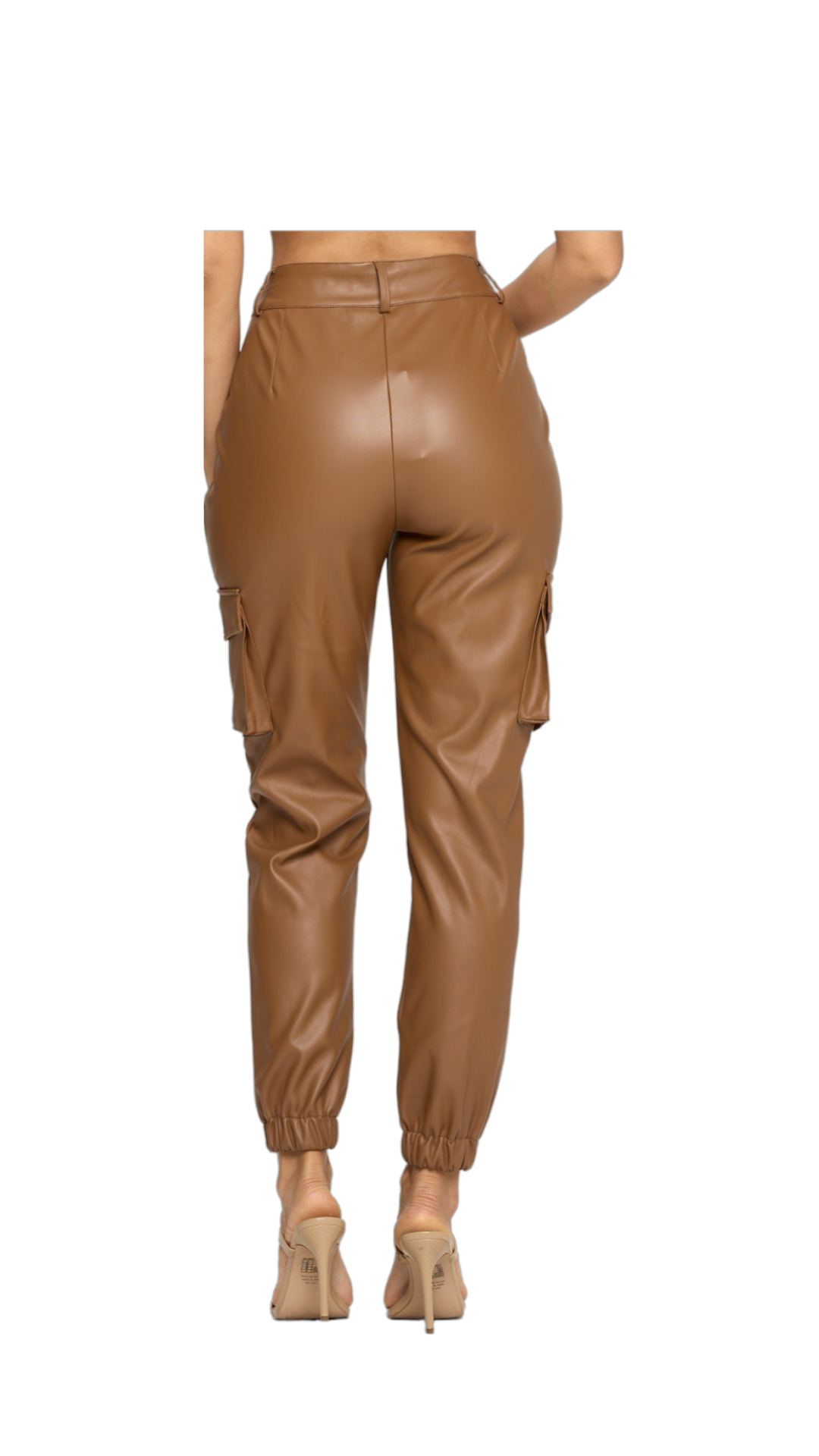 STYLISH CAMEL FAUX LEATHER JOGGERS