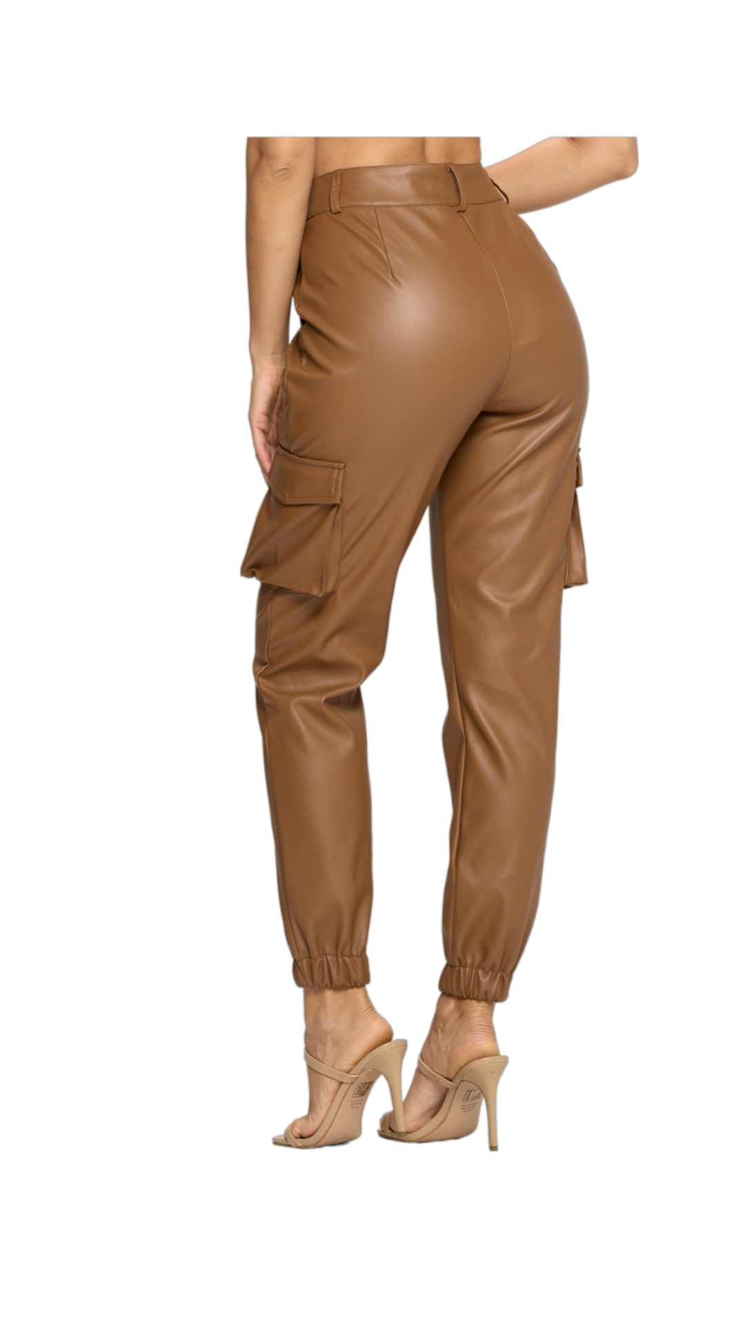 STYLISH CAMEL FAUX LEATHER JOGGERS